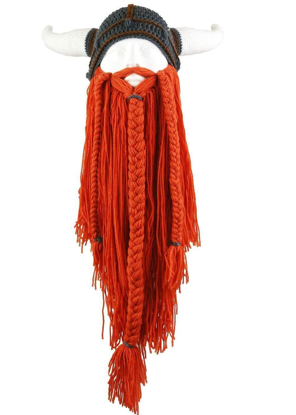 5286 Wig Beard Hats Handmade Knit Warm Winter Caps Ski Funny Mask Beanie